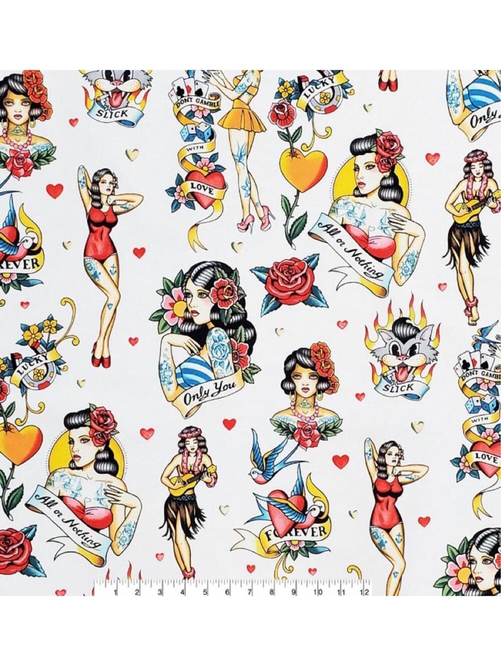 Dont Gamble With Love by Alexander Henry Cotton Fabric  by the Yard